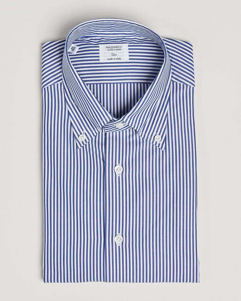 Mazzarelli Soft Cotton Button Down Shirt Blue Stripe – Bleu