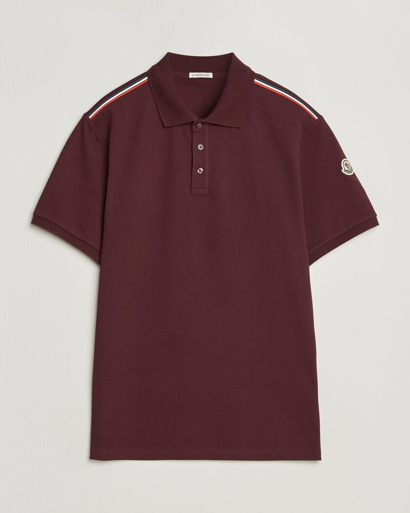 Moncler Tricolore Shoulder Polo Burgundy – Rouge