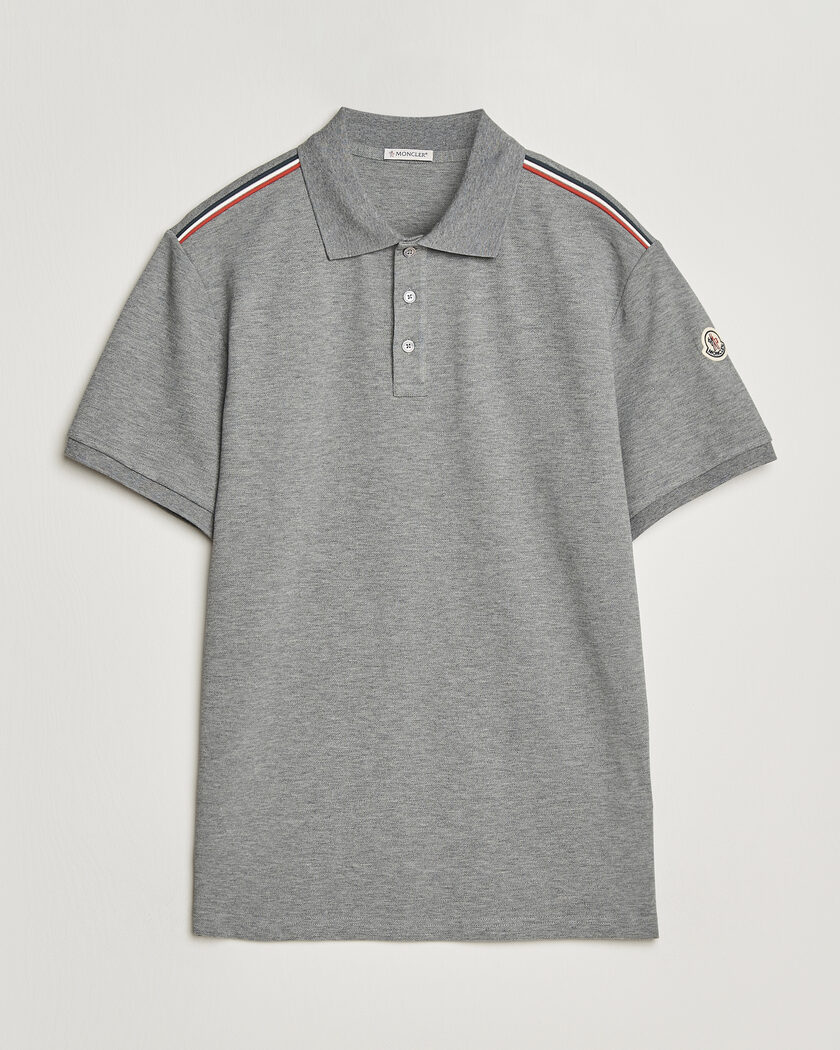Moncler Tricolore Shoulder Polo Light Grey – Grijs