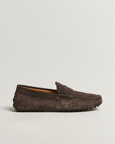 Tod's Gommino Carshoe Dark Brown Suede – Marron