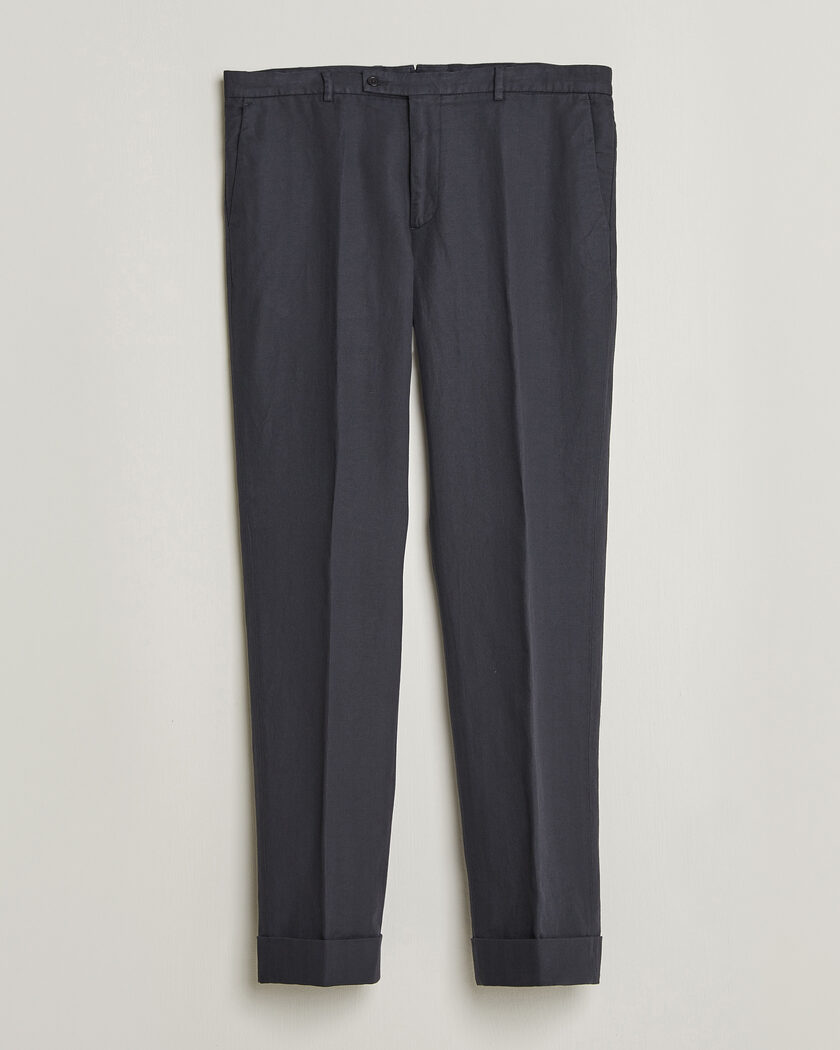 Morris Jack Herringbone Cotton Trousers Blue – Blauw