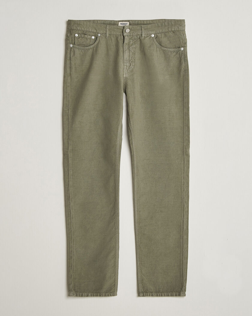 Morris James Washed Linen 5-Pocket Pants Olive – Groen