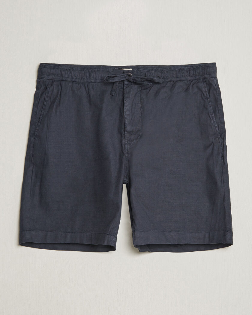 Morris Fenix Linen Shorts Dark Blue – Blauw