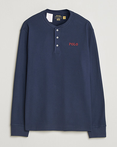 Polo Ralph Lauren Waffle Henley Loungewear Cruise Navy – Blauw