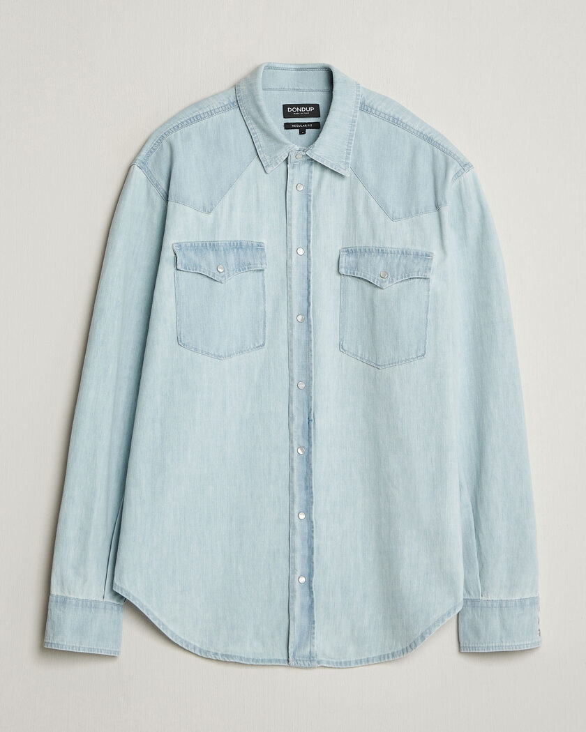 Dondup Regular Fit Denim Shirt Light Blue – Blauw