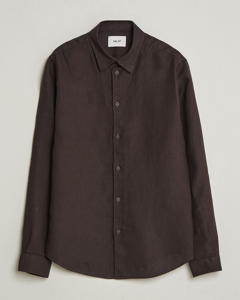 NN07 Enzo Linen Shirt Deep Truffle – Marron