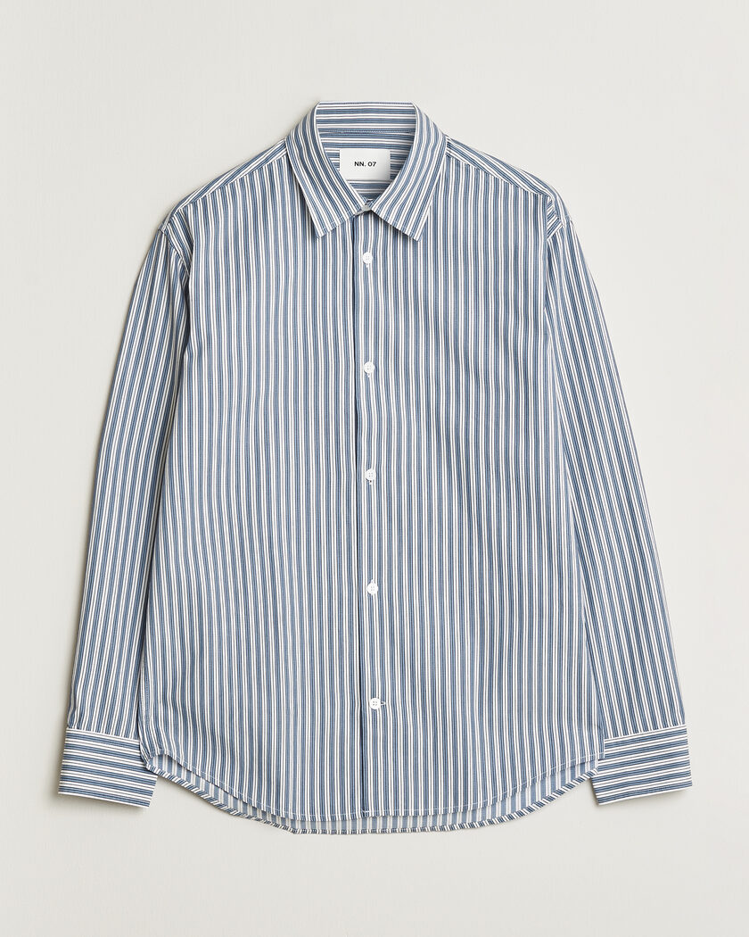 NN07 Freddy Striped Shirt Sea Spray Green – Bleu