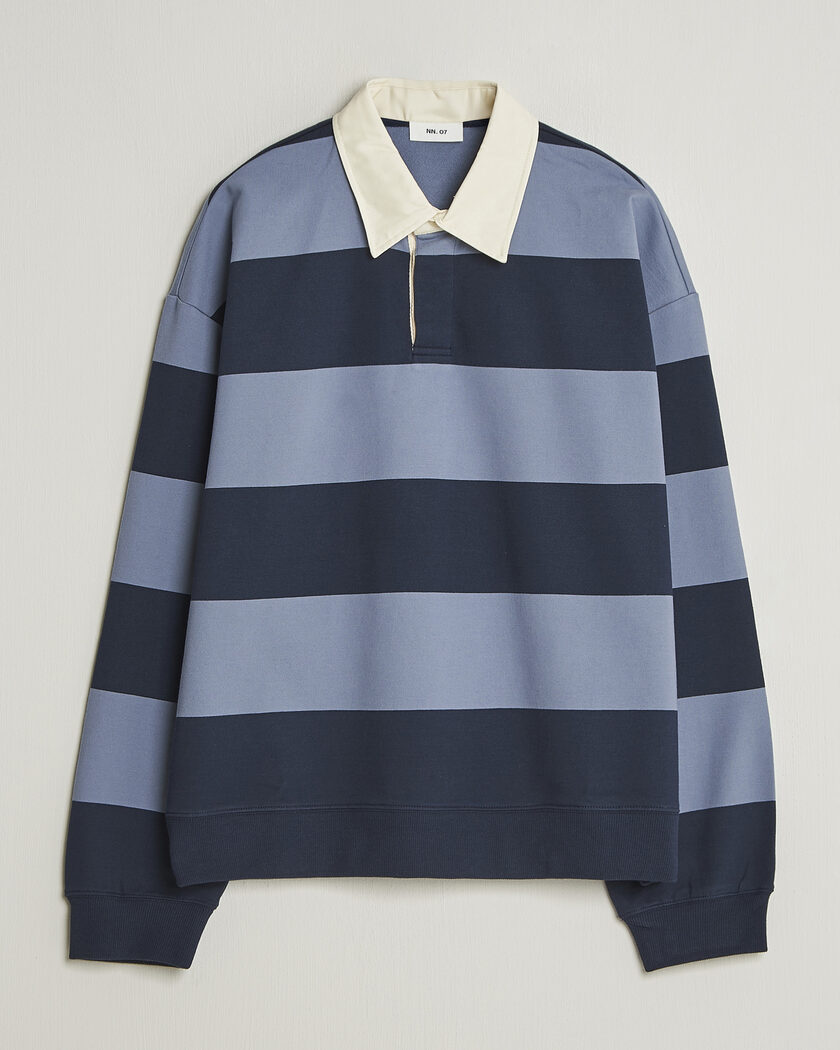 NN07 David Rugby Sweater Blue Stripe – Blauw