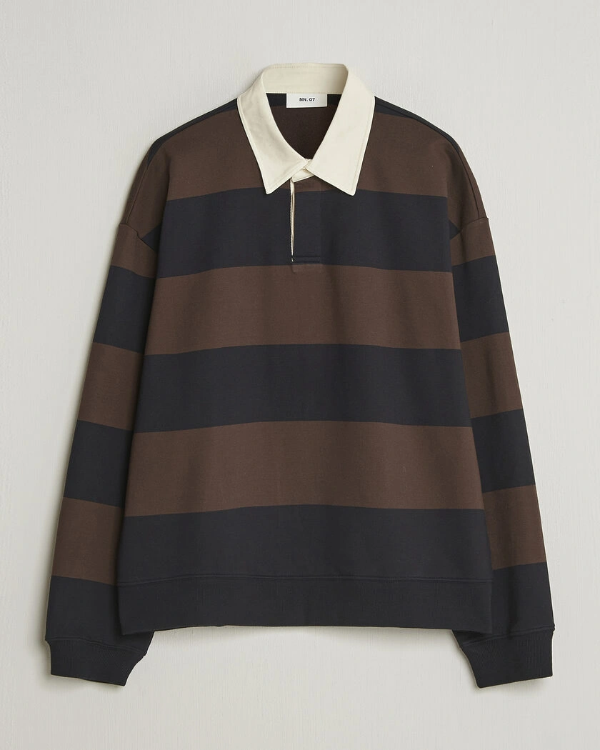 NN07 David Rugby Sweater Brown Stripe – Bruin
