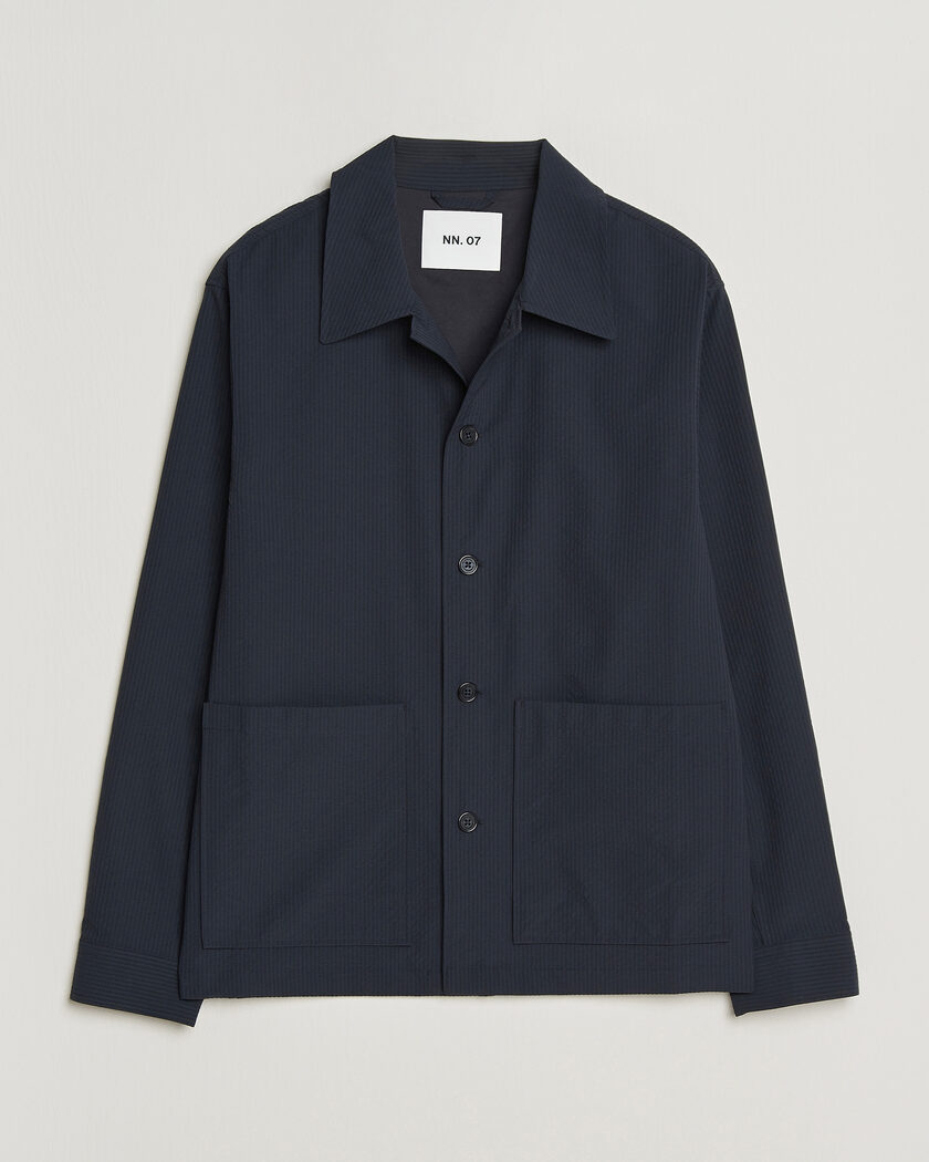 NN07 Blaze Seersucker Overshirt Navy Blue – Blauw