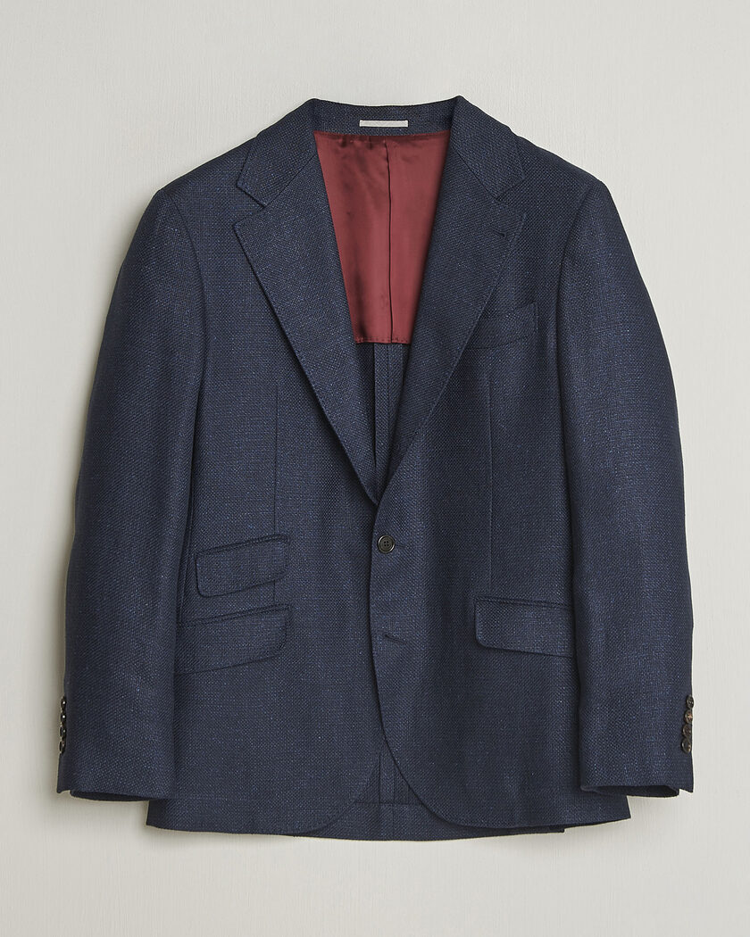Brunello Cucinelli Linen/Silk Hopsack Blazer Navy – Bleu