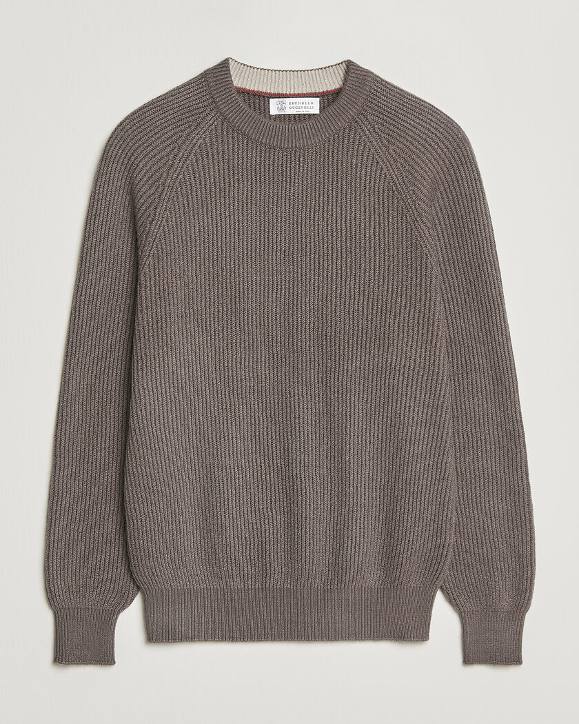 Brunello Cucinelli Heavy Cotton Rib Sweater Light Brown – Bruin