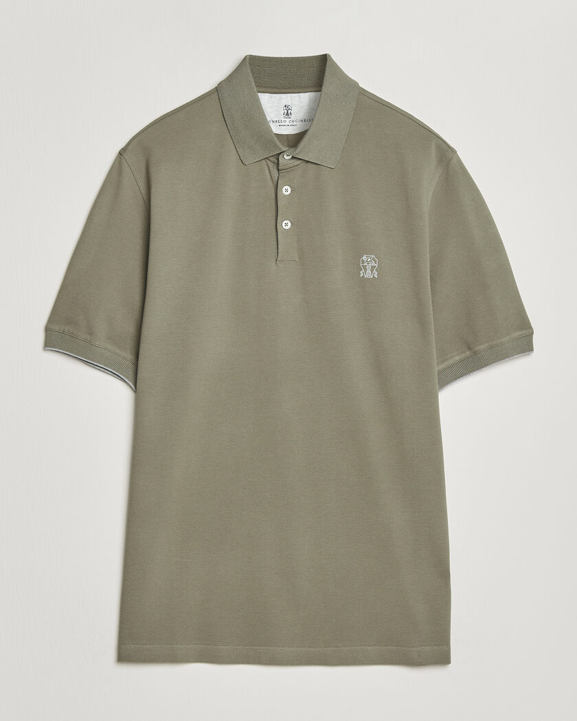 Brunello Cucinelli Short Sleeve Logo Polo Olive – Groen
