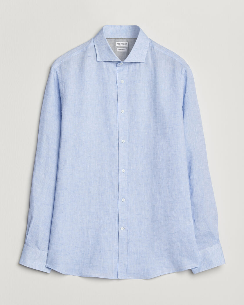 Brunello Cucinelli Easy Fit Linen Shirt Light Blue – Blauw