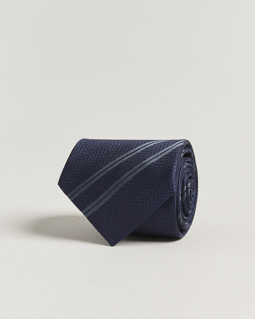 Brunello Cucinelli Regimental Stripe Silk Tie Navy – Bleu