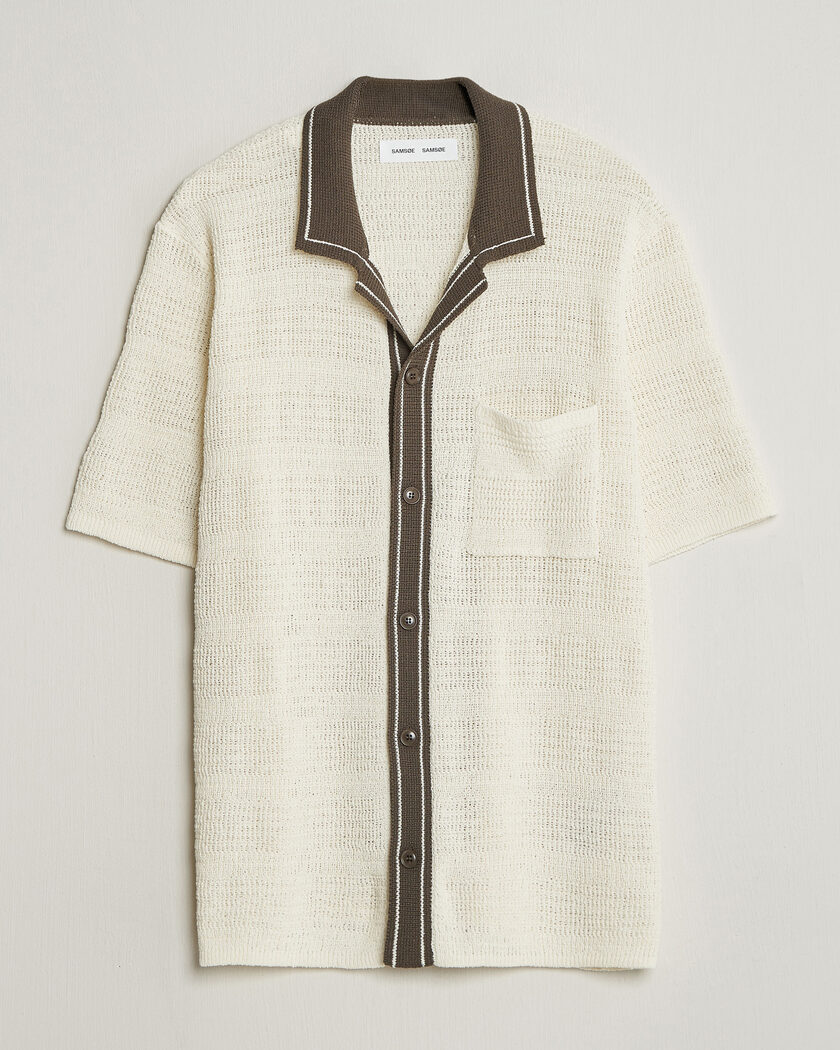 Samsøe Samsøe Percy Knitted Short Sleeve Shirt Clear Cream – Blanc
