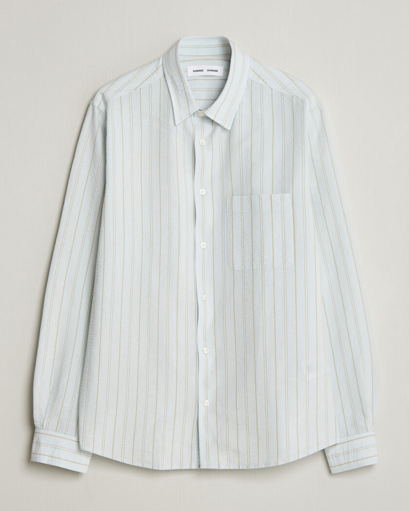Samsøe Samsøe Ryan Cotton Striped Shirt Skywriting – Blauw