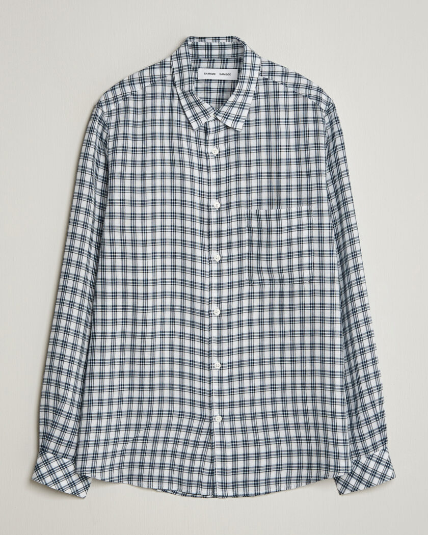 Samsøe Samsøe Ryan Tencel Checked Shirt Blue – Bleu