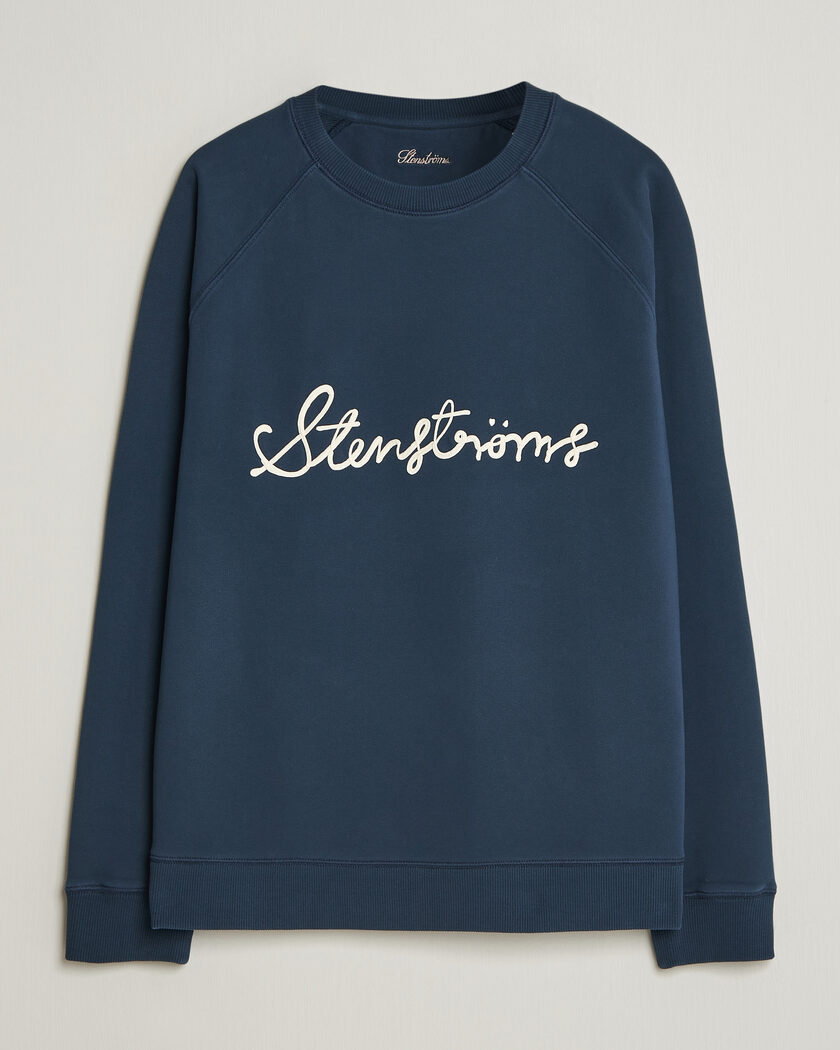 Stenströms Raglan Crew Logo Sweater Navy – Blauw