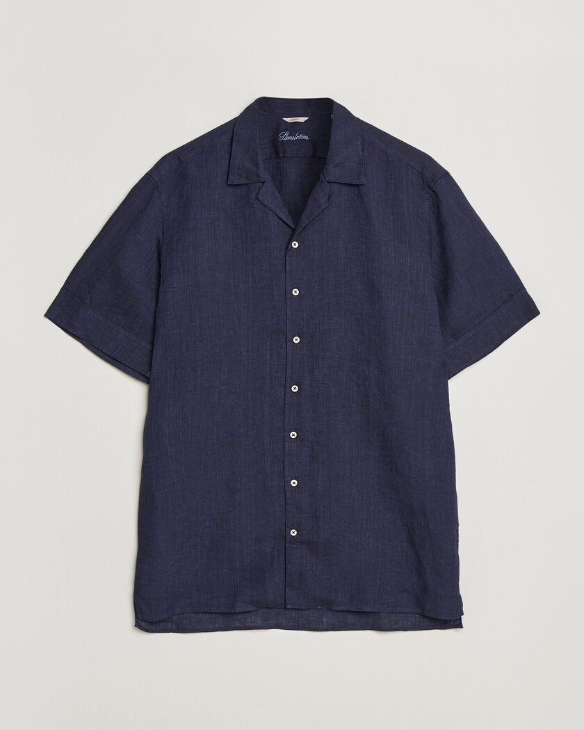 Stenströms Short Sleeve Linen Shirt Navy – Blauw