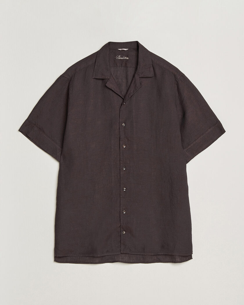 Stenströms Short Sleeve Linen Shirt Dark Brown – Marron