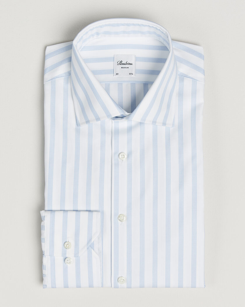 Stenströms Regular Wide Stripe Twill Shirt Light Blue – Blauw