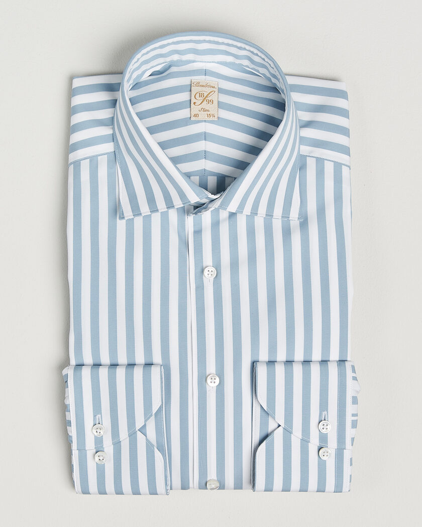 Stenströms 1899 Cotton Twill Striped Shirt Blue – Blauw