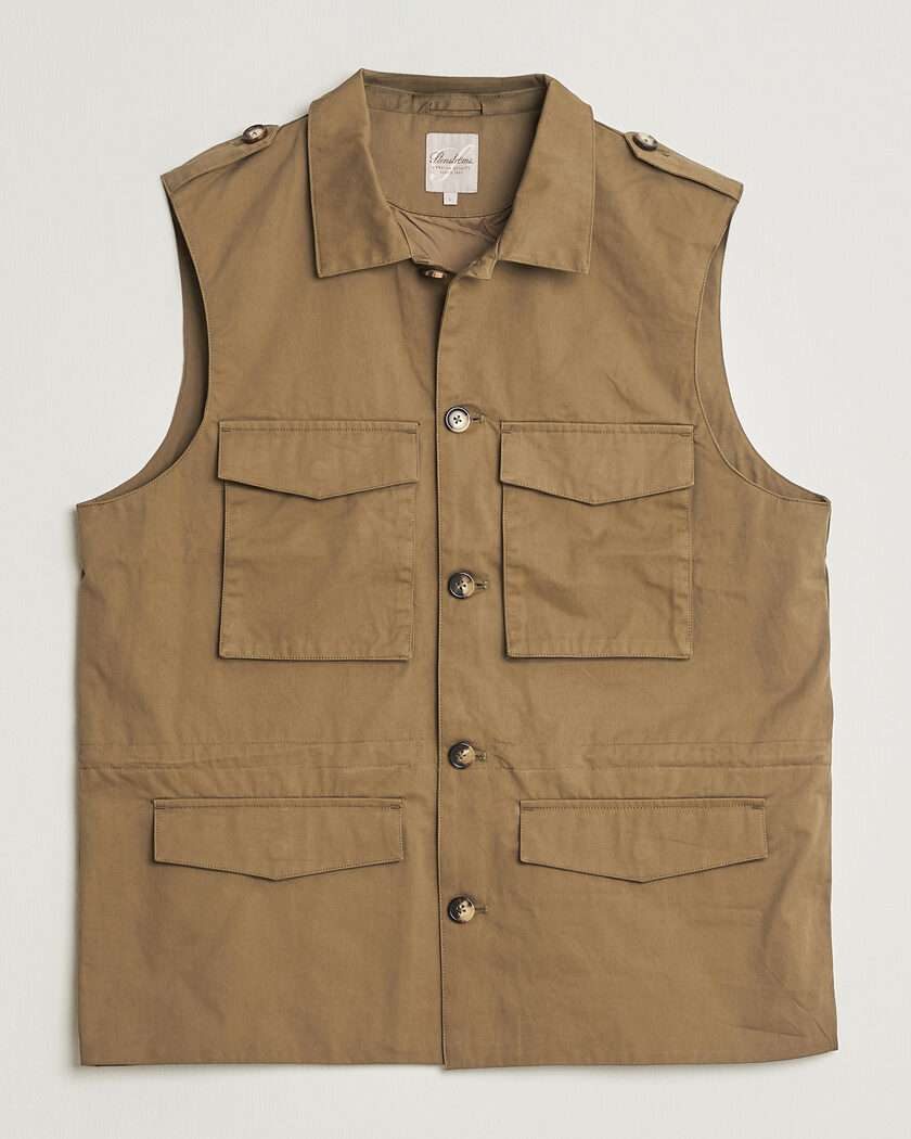 Stenströms Cotton  Twill Vest Olive – Groen
