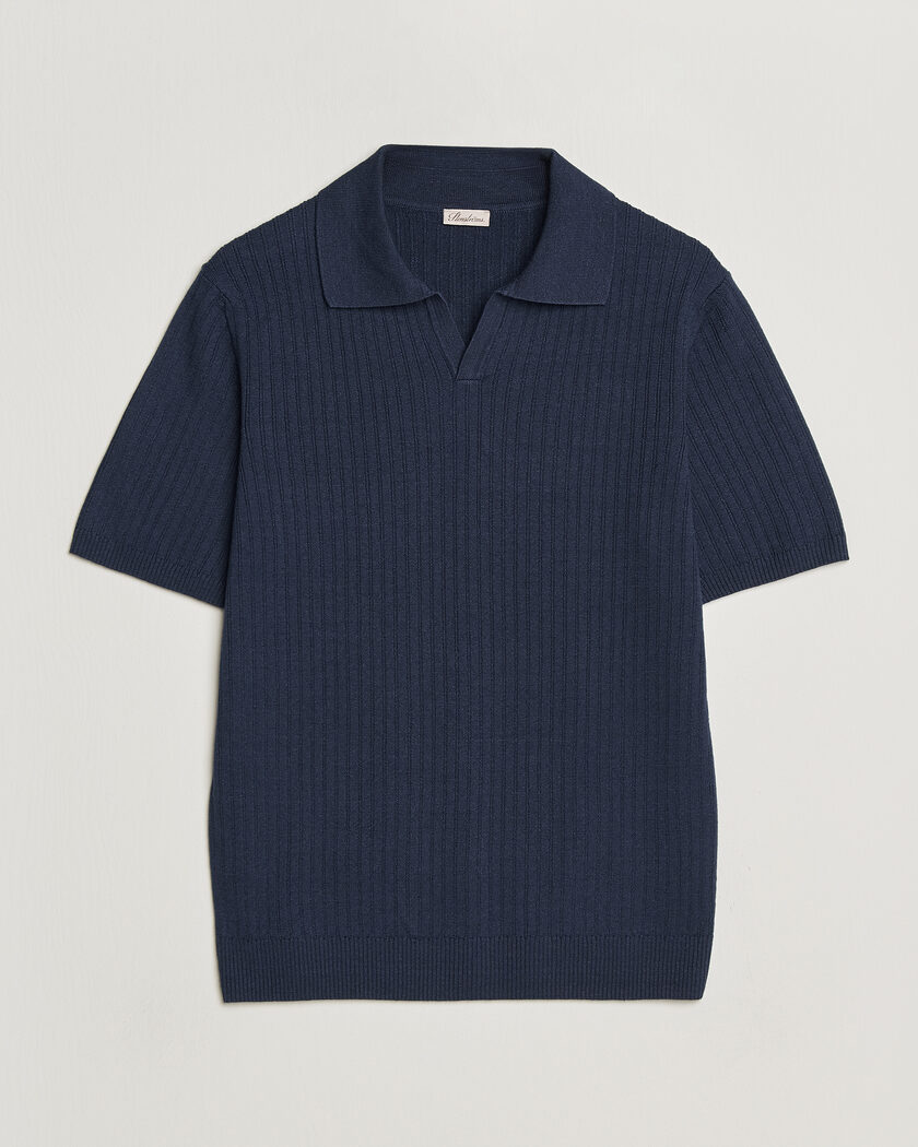 Stenströms Linen/Merino Structured Polo Navy – Bleu