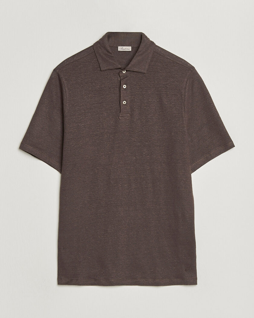 Stenströms Linen Polo Shirt Dark Brown – Bruin