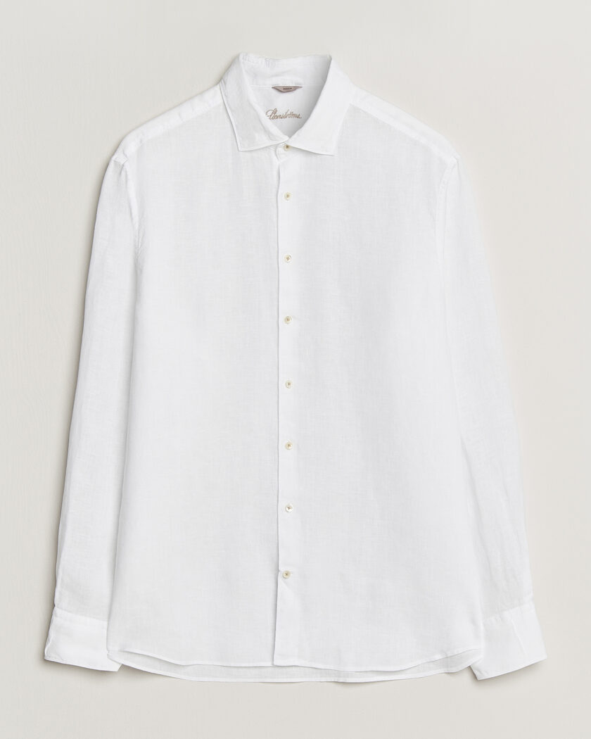 Stenströms Regular Fit Cut Away Linen Shirt White – Wit
