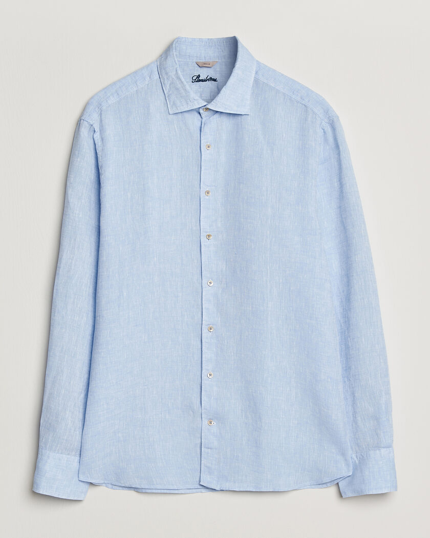 Stenströms Regular Fit Cut Away Linen Shirt Light Blue – Bleu