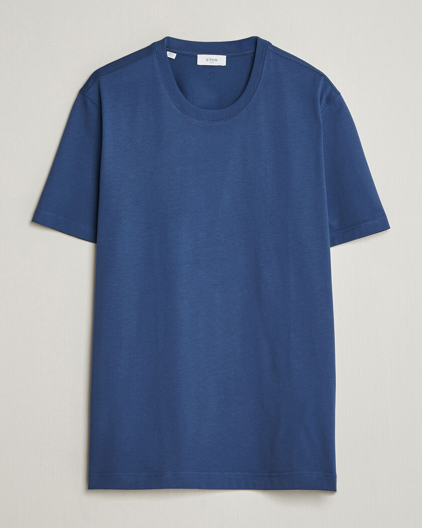 Eton Supima Cotton Crew Neck T-Shirt Mid Blue – Bleu