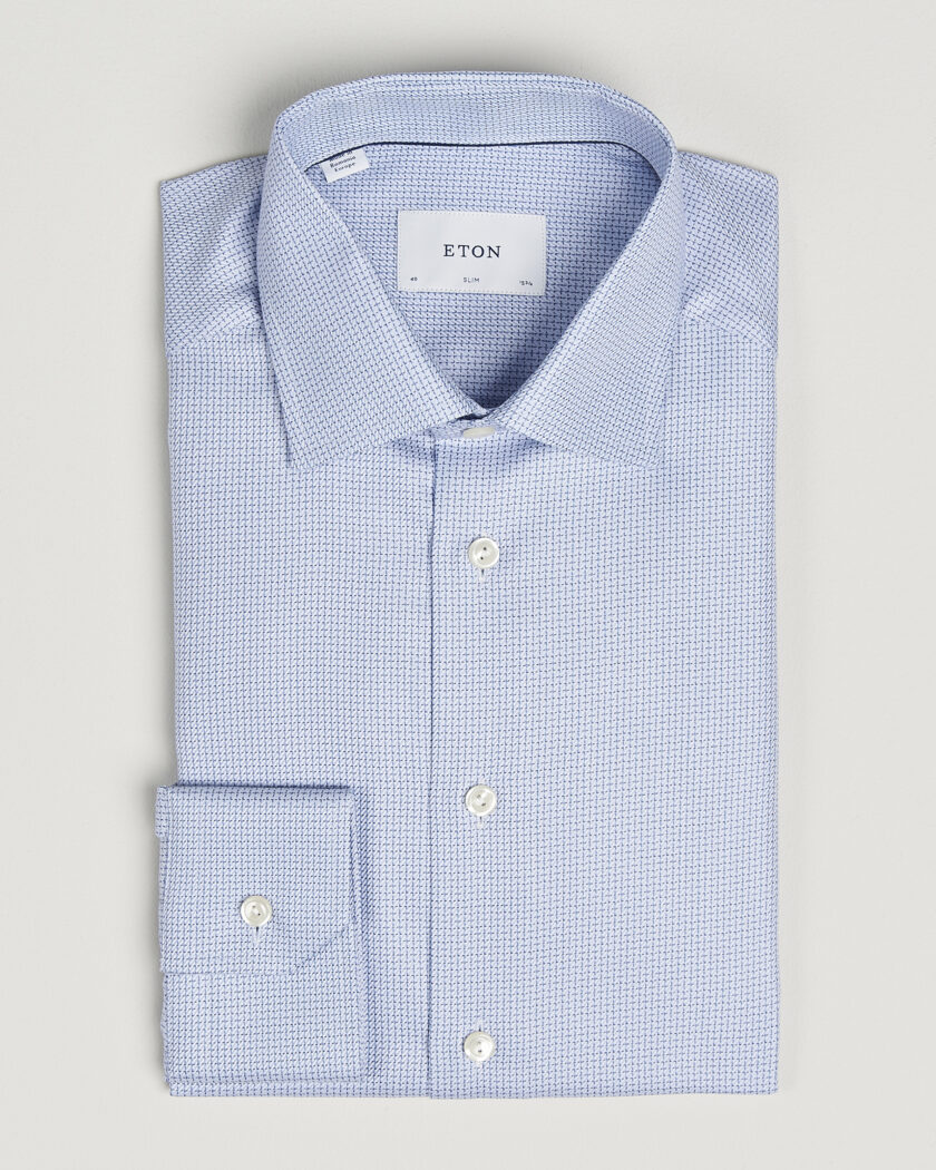 Eton Slim Fit Signature Twill Structured Shirt Mid Blue – Bleu
