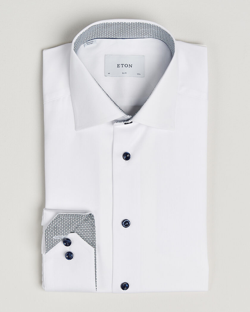Eton Slim Fit Signature Twill Contrast Shirt White – Blanc