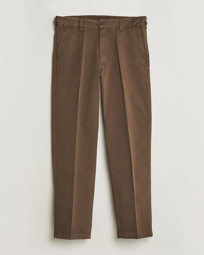 Drake's Peached Flat Front Cotton Chino Brown – Marron