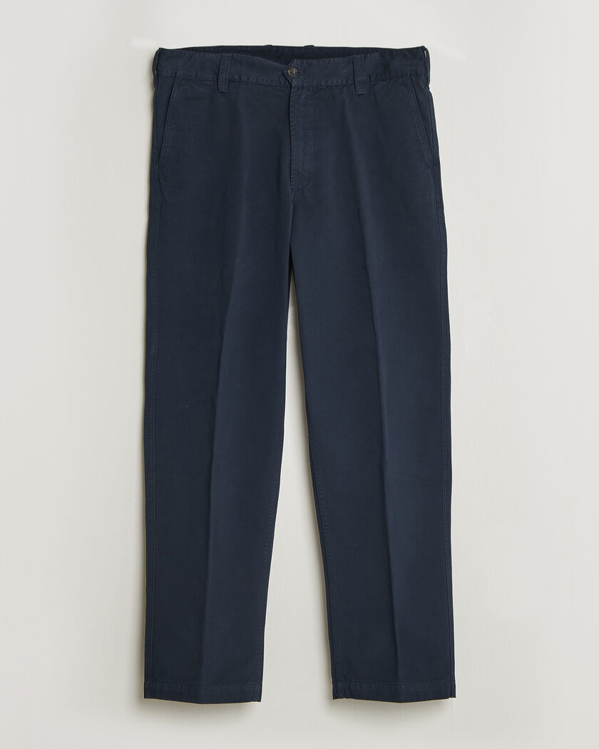 Drake's Peached Flat Front Cotton Chino Navy – Bleu