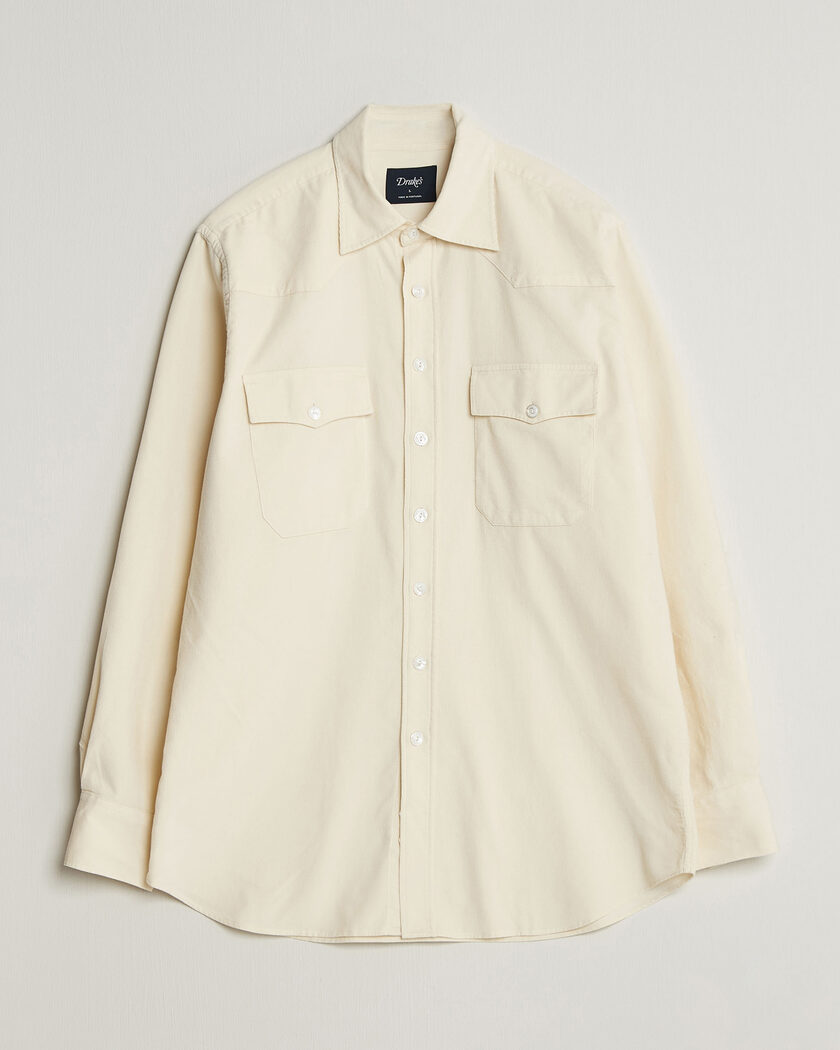 Drake's Needlecord Western Shirt White – Blanc