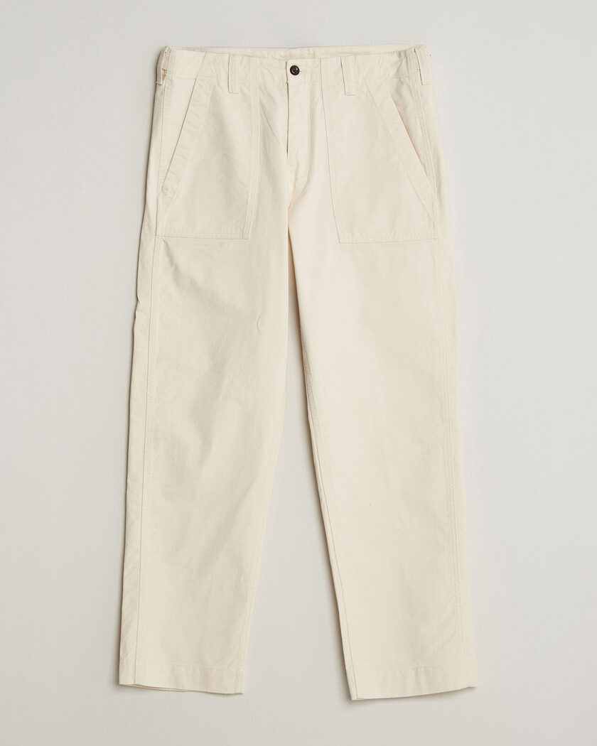 Drake's Twill Fatigue Trousers Ecru – Blanc