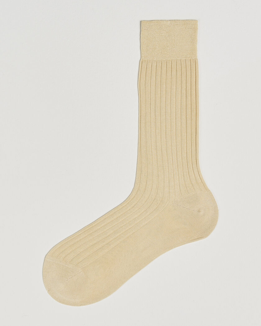 Bresciani Cotton Ribbed Short Socks Beige – Beige