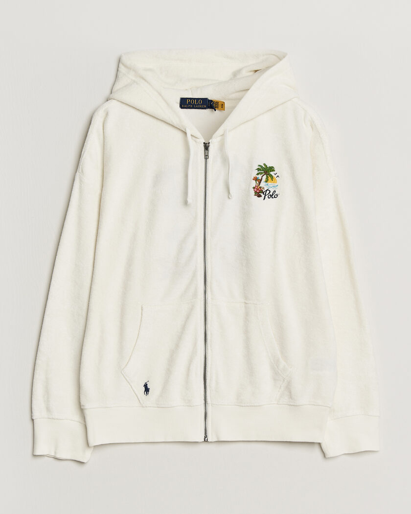 Polo Ralph Lauren Cotton Terry Printed Full-Zip Hoodie Nevis – Blanc