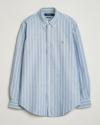 Polo Ralph Lauren Custom Fit Striped Oxford Shirt Navy/Green/Multi – Meerkleurig