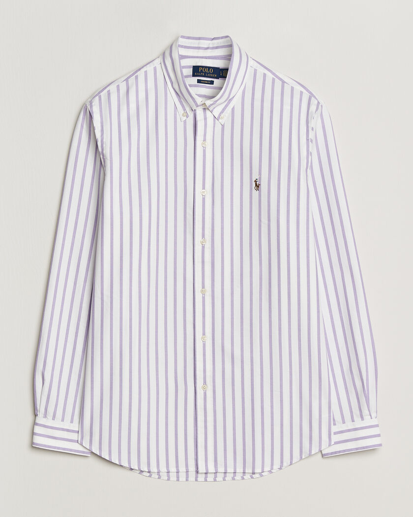 Polo Ralph Lauren Custom Fit Striped Oxford Shirt Purple – Paars