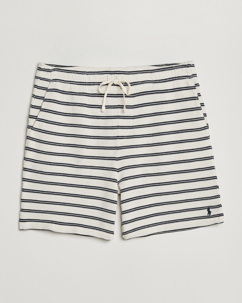 Polo Ralph Lauren Knitted Shorts Pale Cream/Newport Navy – Blanc