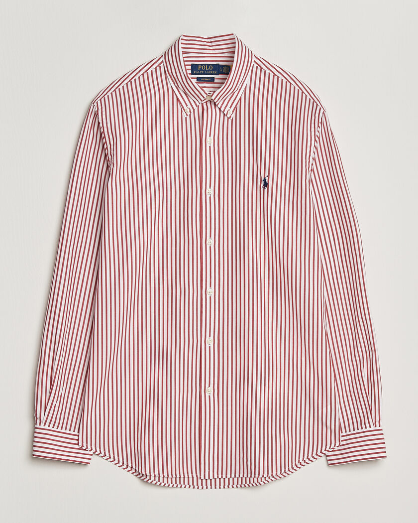 Polo Ralph Lauren Custom Fit Poplin Striped Shirt Bristol Red – Rouge