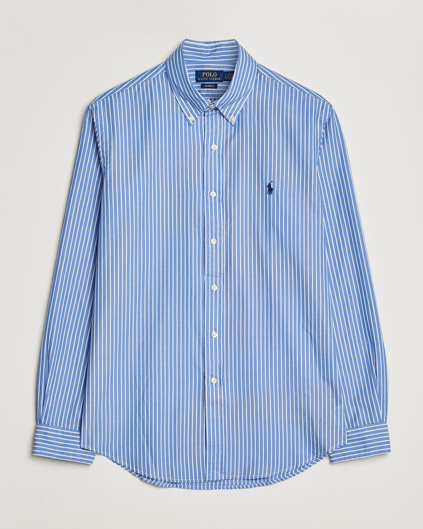 Polo Ralph Lauren Custom Fit Poplin Striped Shirt Medium Blue – Bleu