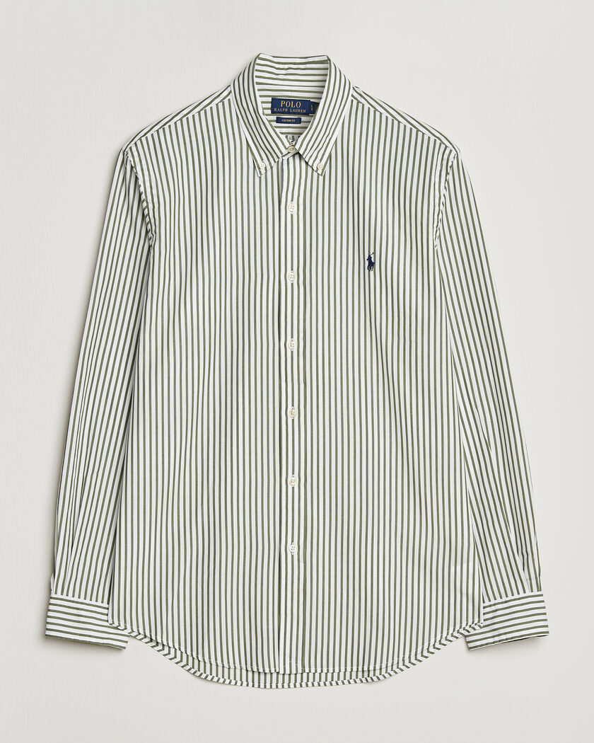 Polo Ralph Lauren Custom Fit Poplin Striped Shirt Garden Trail – Groen