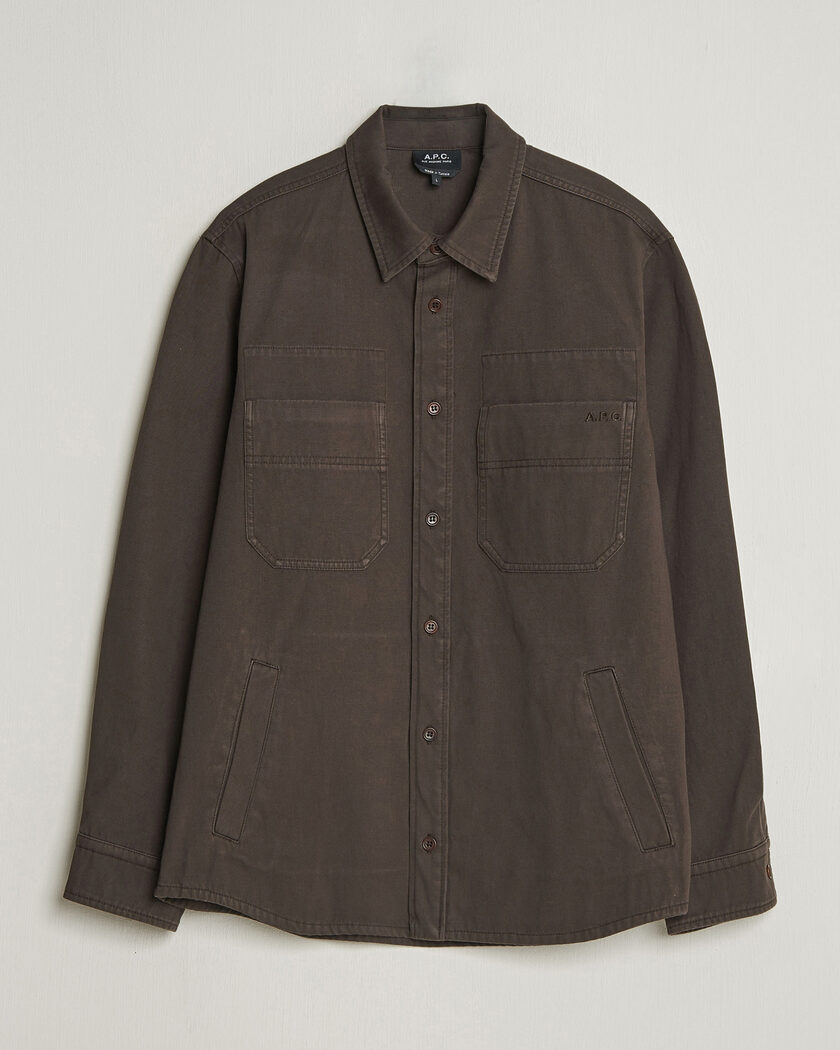 A.P.C. Noah Cotton Overshirt Dark Brown – Bruin