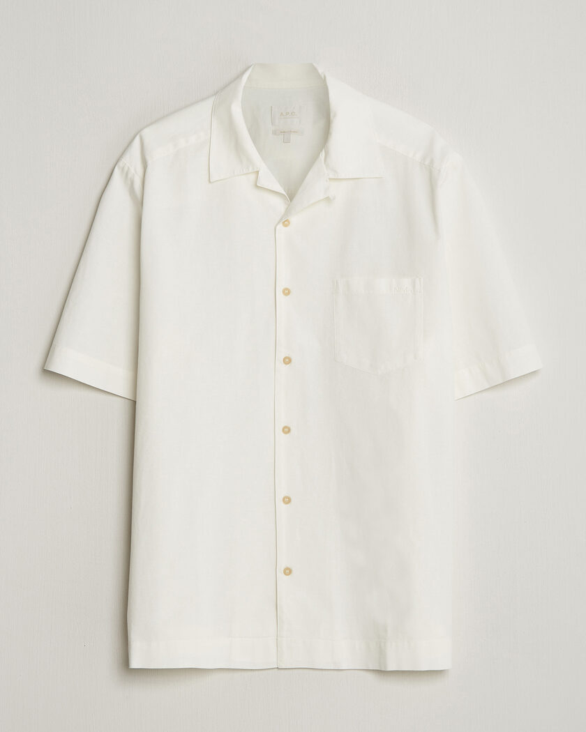A.P.C. Jude Cotton/Linen Short Sleeve Shirt White – Wit