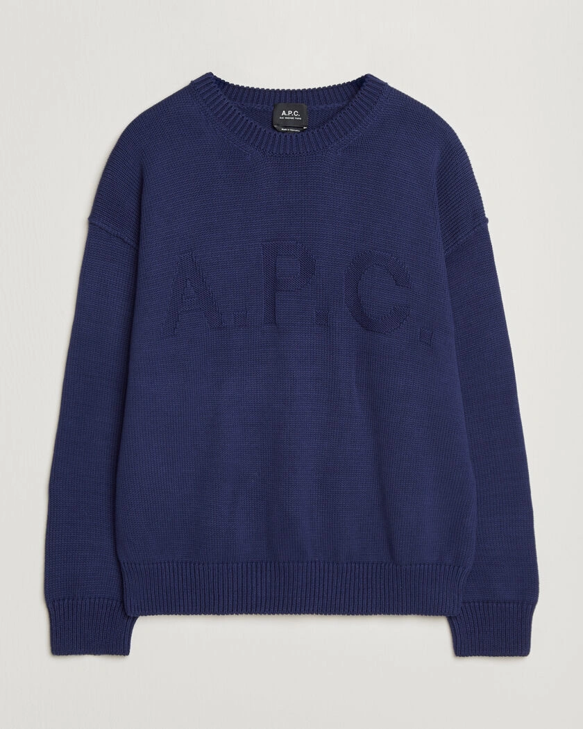 A.P.C. Leo Cotton Knitted Sweater Dark Blue – Bleu